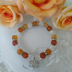 Oranžový náramek se zirkonovým lotosem